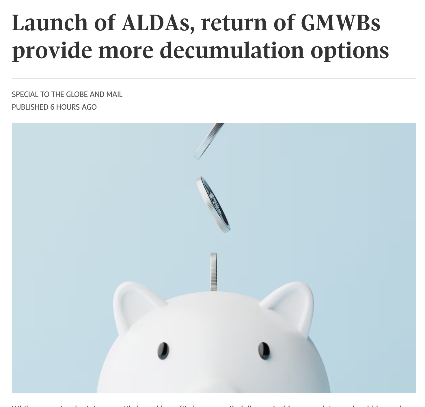 Launch of ALDAs, return of GMWBs provide more decumulation options